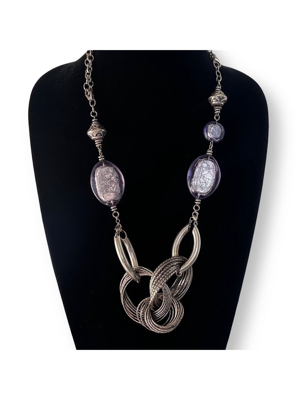 PREMIER DESIGNS Convertible Statement Necklace w Purple Faux Stones NEW - Picture 2 of 8